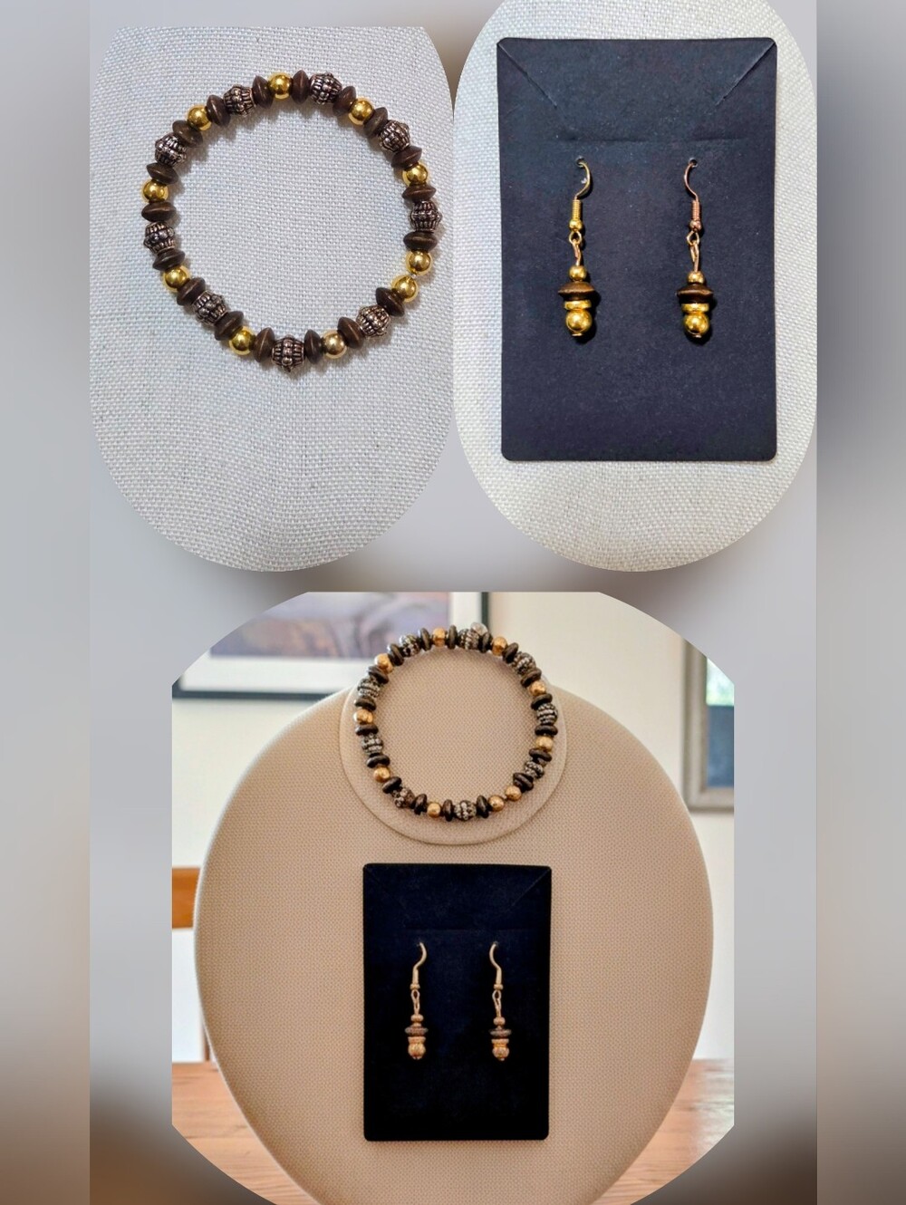 New Brown & Gold Beaded Jewelry Set